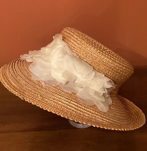 Vintage Eric Javits Hat Blocked And Trimmed By Hand Straw Statement Decoration - Picture 1 of 13
