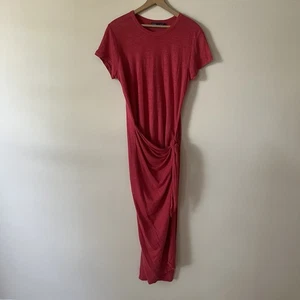 Polo Ralph Lauren 100% Linen Maxi Sarong Dress Size Small Coral Red - Picture 1 of 6