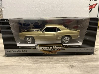 ERTL американские мышцы 1:18 1969 CHEVROLET CAMARO Z-28 золото с черные полосы 33566 - Изображение 1 из 4