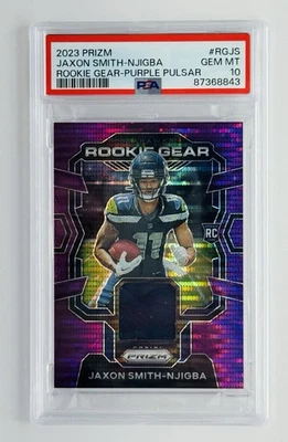 Jaxon Smith-Njigba 2023 Prizm Rookie Gear Purple Pulsar PSA 10 GEM MINT Pop 2✨ - Image 1 of 2