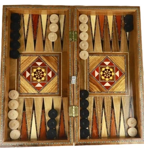 Custom Backgammon Set Solid Wood β Personalized Gift for Dad, Husband, Son 14" - Picture 1 of 8