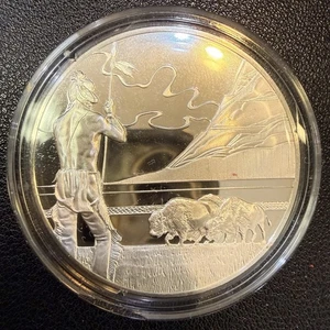 1974 Montana Indianer Indianer Bison Buffalo USA 1oz 925 Silber - K16445 - Bild 1 von 2