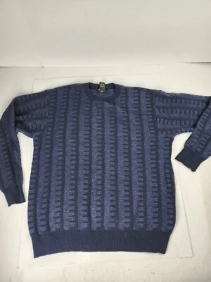 Vintage Mens Sweater M blue Knit Italian Wool Abstract Cosby Preppy - Image 1 of 4