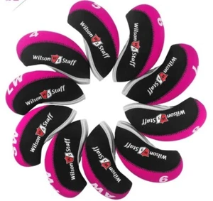 10Pcs Wilson Staff Club Golf Iron Head Covers Headcovers Neoprene Pink - Picture 1 of 2