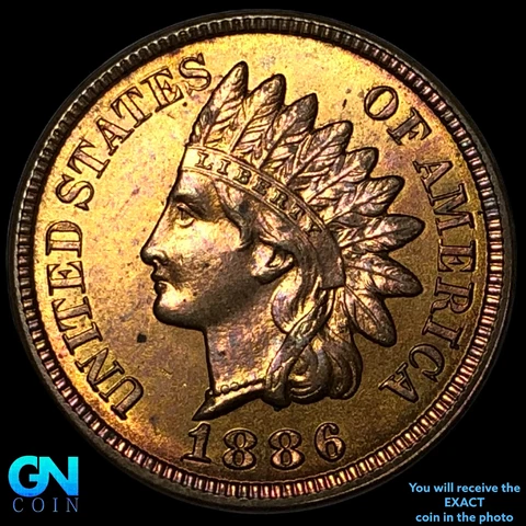 1886 TYPE 2 Indian Head Cent Penny  #E5479 Cover