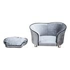 Grey Silver Luxury Plush Soft Stylish Light Velour Velvet Cat Dog Pet Sofa Bed