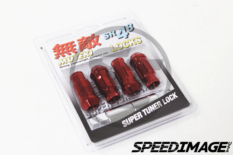 MUTEKI SR48 RED CHROME 48MM 12X1.5 OPEN ENDED LOCKS SET ACORN TUNER Foto 1 de 1