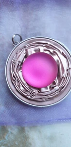 Modeschmuck "Anhänger", Alu mit Kunststein,gebr. - Bild 1 von 2