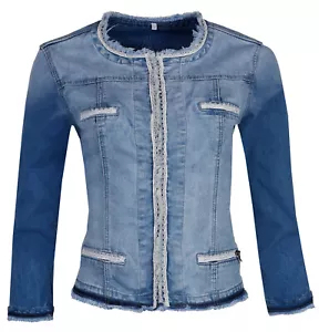 Giacca tradizionale donna blu - giacca di jeans Marjo, look usato, cotone vegan - Foto 1 di 3