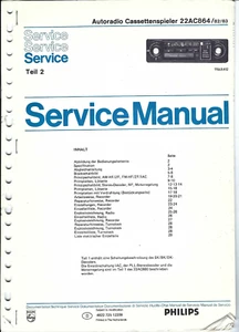 Philips Original Service Manual für CAR 22 AC 864 Teil 2 mit Plänen - Picture 1 of 1