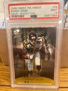 Randy Moss 1999 Topps Team Finest Gold w/Coating /250  #T8 (Pop 3, 3 10s) PSA 9