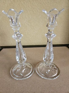 Gorham Lead Crystal Crystalites Collection 2 Candlestick Candle Holders 8 3/4" - Picture 1 of 11