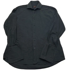 Steven Land Mens Dress Shirt Modern Fit Long Sleeve French Cuff Textured Dk Gray - Picture 1 of 8