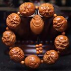Olive Nut Carved Evil Arhat Bracelet Bead Hand Chain Buddhism Culture Decor