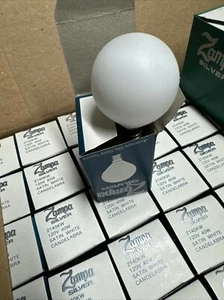 Original Zampa Silver Round Candelabra Satin White 40 Watt Bulb 120v Box 25 Pcs - Picture 1 of 16