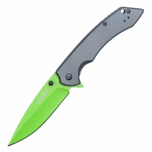 Incredible Hulk Spring Assisted Pocket Knife Neon Green Gray Ti EDC Blade - Picture 1 of 6