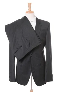 Hugo Boss Classic Fit Mens 42L Gray Striped Two Button Wool Two Piece Suit NWOT - Picture 1 of 5