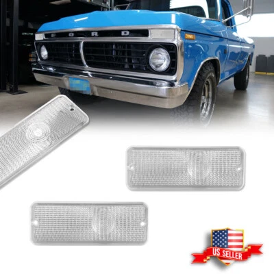 2X Clear Front Parking / Turn Signal Light Lenses For 1974-1977 Ford F-100 F100 - Image 1 of 4