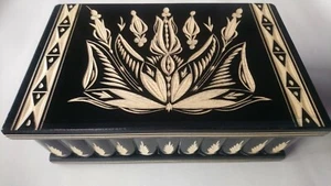 Giant jewelry puzzle box magic hidden key drawer black wooden treasure storage - Picture 1 of 8