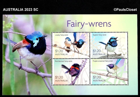 AUSTRALIA 2023 SC FAIRY-WRENS $1.20 (4) MNH OG MINI S/S VERY FINE Cover