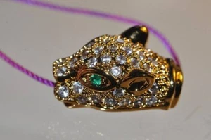 17mm Excellent Quality~18K Gold-Plated PANTHER LEOPARD CZ Micropavé Charm G1112 - Picture 1 of 5