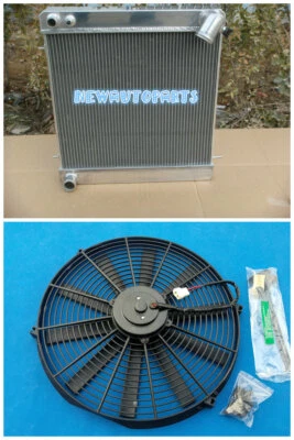 Radiador de aluminio de 3 filas + ventilador para Jaguar XKE 1965-1967 manual 4,2 L L6 1965 1966 Foto 1 de 4