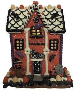 New Candy Corn Lane 9’’ LED Halloween Boo Bones Haunted Gingerbread House - Picture 1 of 10