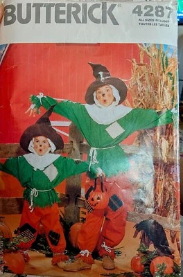 Vtg Butterick pattern 4287 Children's Scarecrow Costume size S, M, L, XL uncut - Image 1 of 3