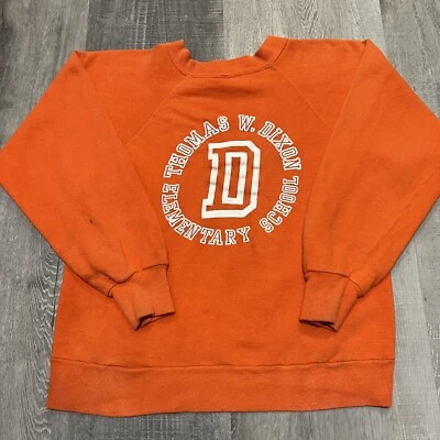 VTG Thomas W. Dixon Orange 70s Raglan Cut Virginia Elementary School Sweatshirt - Image 1 of 4