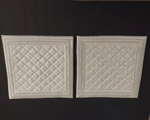 Luxurious Embossed Satin Pillow Covers in Cream [15" square] Zipper Pockets - Picture 1 of 5