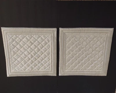 Luxurious Embossed Satin Pillow Covers in Cream [15" square] Zipper Pockets - Image 1 of 4