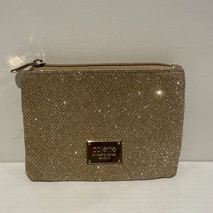 Colette Gold Coin Purse Zip Up Stylish Gold Metallic Gold Hardware - Picture 1 of 4