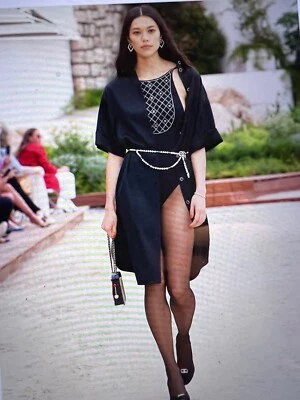 TRAJE DE BAÑO CHANEL 23C JOYA LOGOTIPO CC ETIQUETAS NUEVAS NEGRO FORRO JERSEY ELÁSTICO FR38-40 Foto 1 de 4