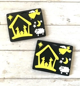 Christmas Nativity Scene Stamps Crafts Holiday Angel Jesus Kids Adults Set of 2  - Picture 1 of 4