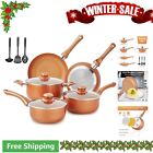 11 Piece Copper Cookware Set - Nonstick, Pre-Installed, Gas/Induction Compatible