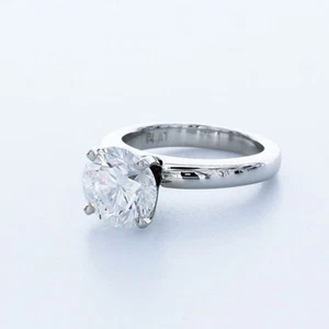 4.0CT NATURAL DIAMOND E/SI2 ROUND CUT PLATINUM FOUR-PRONG CLASSIC SOLITAIRE RING - Picture 1 of 3