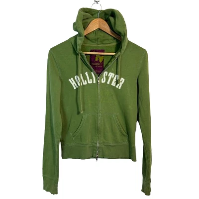 Толстовка с капюшоном на молнии Y2K Hollister L зеленый логотип с надписью Surf 2000s Laguna Beach - Изображение 1 из 4