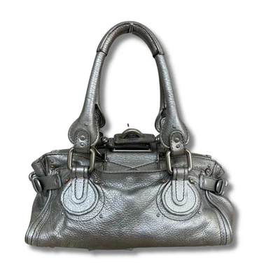 Chloe Mini Paddington Handbag Silver w/Dust Bag Missing Lock 13x27x18 NNAw24 - Image 1 of 4