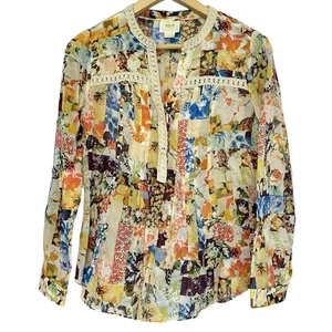 Maeve Anthropologie Biesen Top Damen 0 Blumen transparent Fee Abella Häkel Boho - Bild 1 von 10