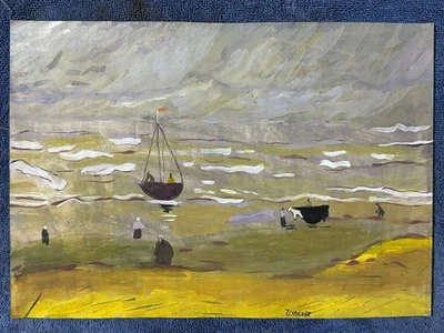 Vincent van Gogh drawing and painting on old paper signed stamped vintage - Image 1 of 3