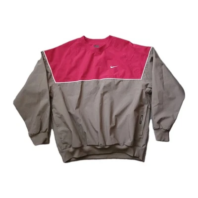 Vintage Nike Windbreaker Mens L Beige Red Pullover Jacket Swoosh Heritage Golf - Image 1 of 4