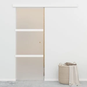 Schiebetür Silber ESG Glas Aluminium 76x205 cm mit Softstopschiene Bodenführung - Bild 1 von 10