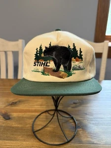 Vintage 1995 Stihl Snapback Hat K-Products Embroidered Cap Black Bear USA Made - Picture 1 of 18