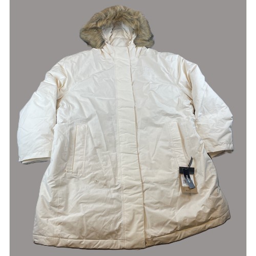 OFF WHITE Cappotto parka artico The North Face donna taglia 3X cappuccio pelliccia bianco sporco