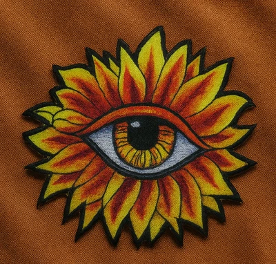 Eye Sunflower Patch Iron-on Applique for Vest Jackets, Clothing, Hats, Backpack - Image 1 of 4