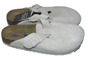 Birkenstock Womens Size 7 Narrow Boston Soft Footbed Sandal Antique White Clog - Picture 1 of 11