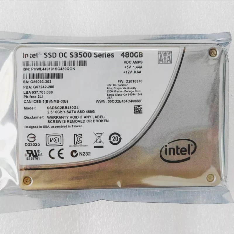 Intel 480GB SSD DC S3500 6Gb/s 2.5inch SATA SSDSC2BB480G4 Solid State Drive - Image 1 of 1