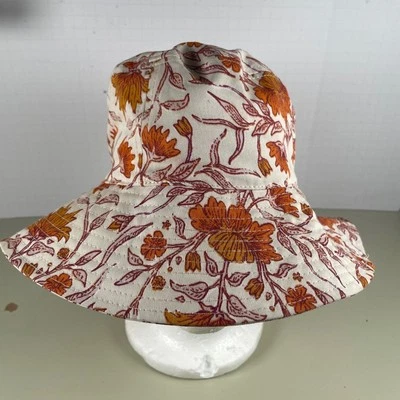 Sombrero de cubo floral de hilo universal mezcla de algodón sombrero para el sol sombrero de playa Foto 1 de 4