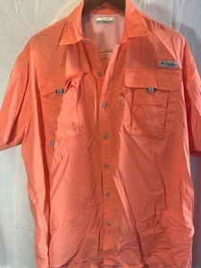 Columbia PFG Hemd Herren Large Coral Vented Omni Shade Kurzarm 100% Nylon - Bild 1 von 7