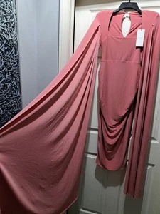 Club L London Maxikleid Kleid Blush Pink Cape Sleeve Size US 4 - Bild 1 von 7